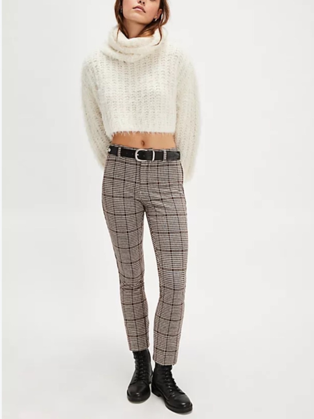 Free People Molly Slim Plaid Pants